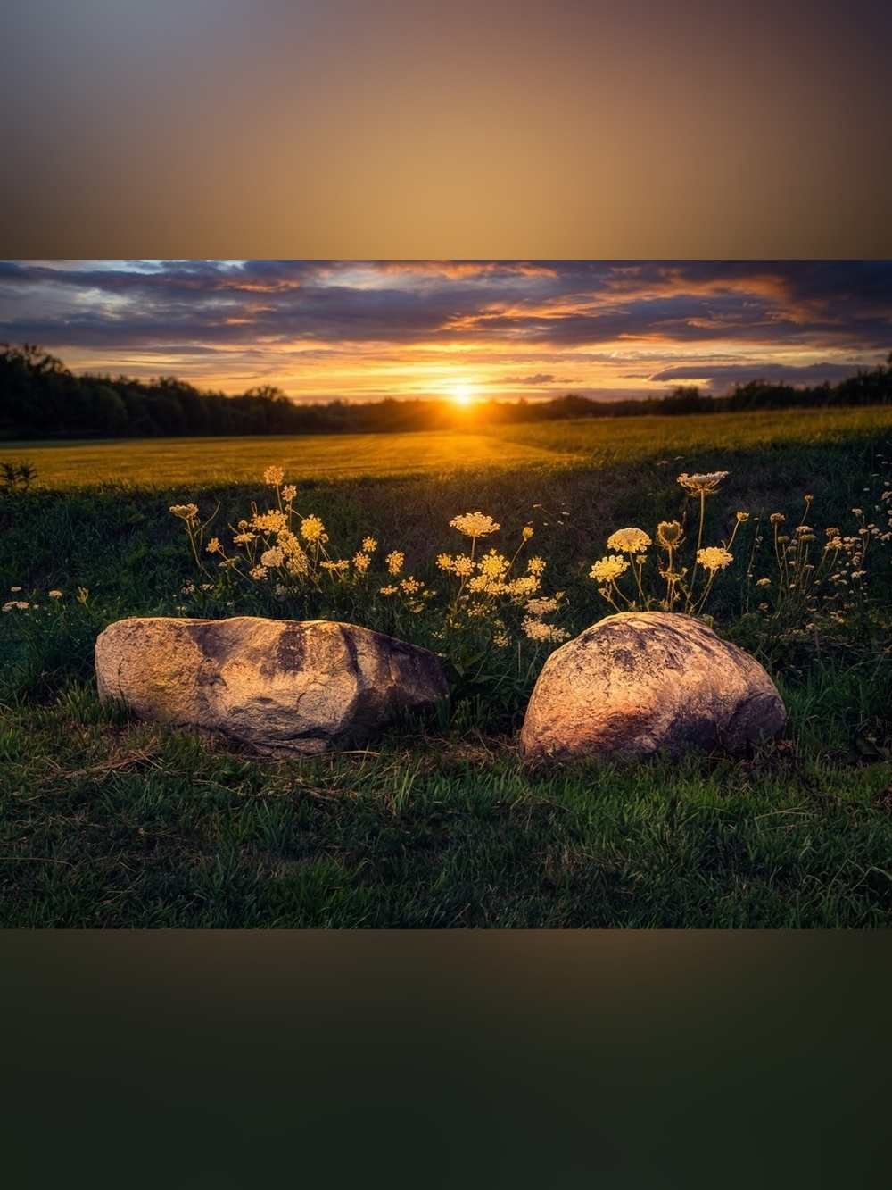 Sunlit Meadow Photography Print - Golden & Green Landscape